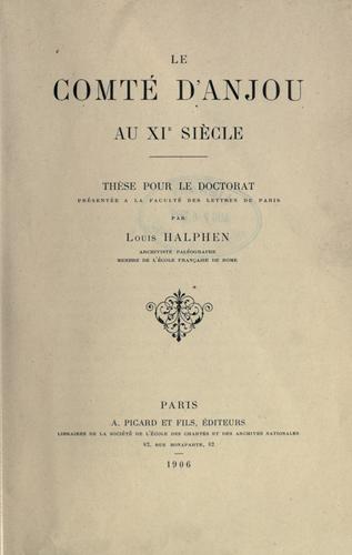 Cover for Le comt©Øe d'Anjou au XIe si©Łecle