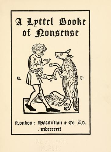 Cover for A lyttel booke of nonsense