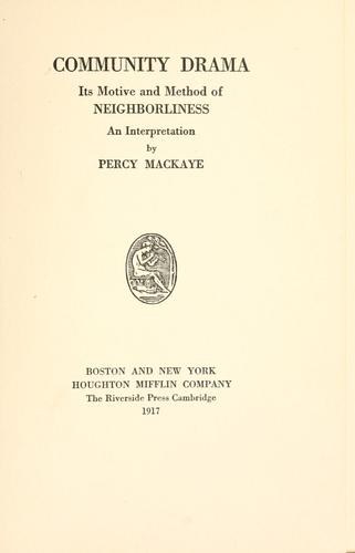 Cover for Community drama