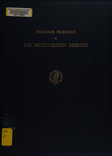 Cover for Die Hethitischen Gesetze