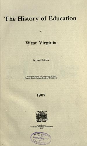 Cover for The history of education in West Virginia