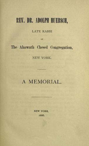 Cover for Rev. Dr. Adolph Huebsch