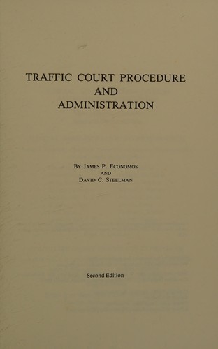 Cover for Traffic court procedure and administration