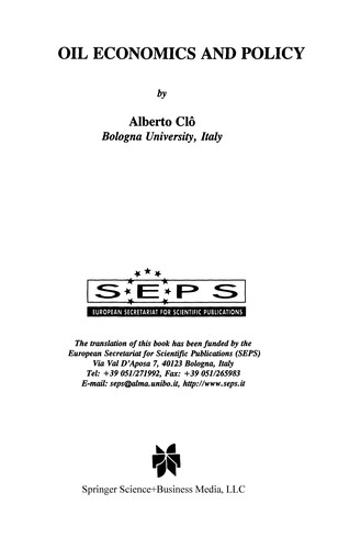 Cover for Oil Economics and Policy