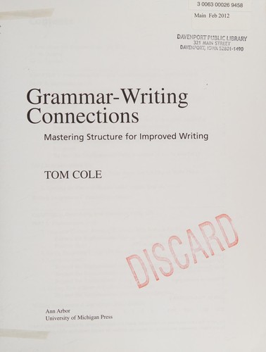 Cover for Grammar-writing connections