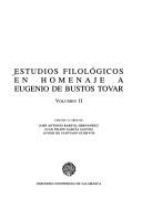 Cover for Estudios filológicos en homenaje a Eugenio de Bustos Tovar