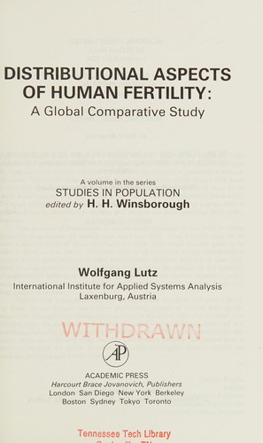 Cover for Distributional Aspects of Human Fertility
