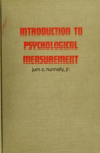 Cover for Introduction to psychological measurement