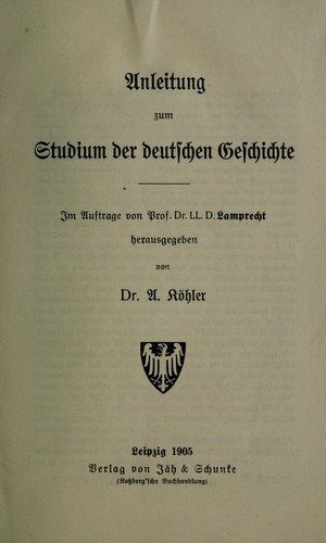 Cover for Anleitung zum Studium der deutschen Geschichte