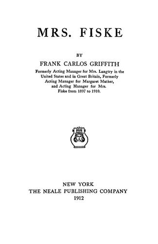 Cover for Mrs. Fiske