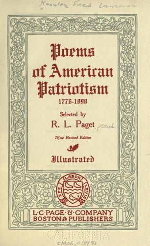 Cover for Poems of American patriotism, 1776-1898