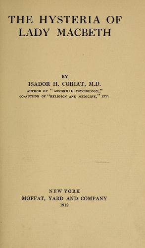 Cover for The hysteria of Lady Macbeth