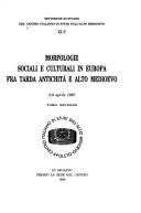Cover for Morfologie sociali e culturali in Europa fra tarda antichità e alto Medioevo