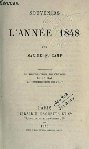 Cover for Souvenirs de l'année 1848