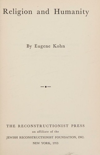 Cover for Religion and humanity