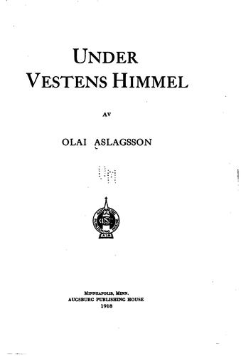 Cover for Under vestens himmel