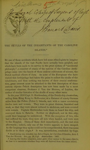 Cover for The skulls of the inhabitants of the Caroline Islands