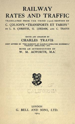 Cover for Railway rates and traffic