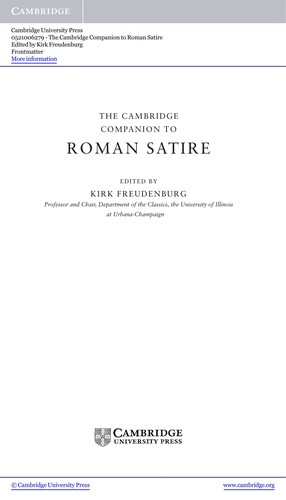 Cover for CAMBRIDGE COMPANION TO ROMAN SATIRE; ED. BY KIRK FREUDENBURG.