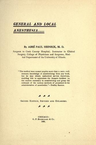 Cover for General and local anesthesia