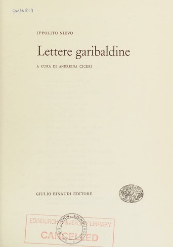 Cover for Lettere garibaldine