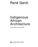 Cover for Indigenous African architecture.