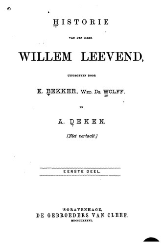 Cover for Historie van den Heer Willem Leevend