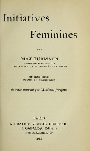 Cover for Initiatives fe minines