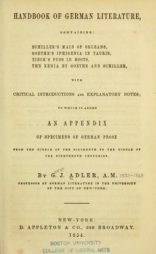 Cover for Handbook of German literature