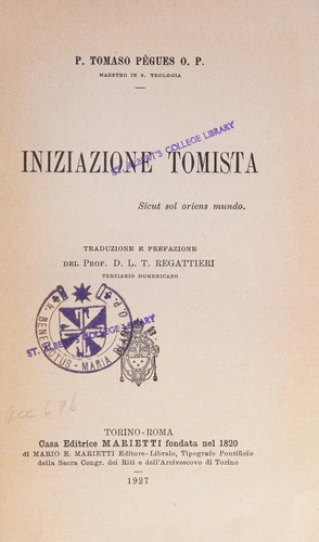 Cover for Iniziazione Tomista