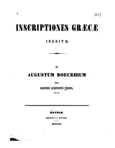 Cover for Inscriptiones graecae ineditae