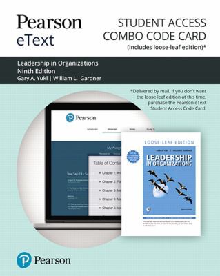 Cover for Pearson EText for Leadership in Organizations -- Combo Access Card