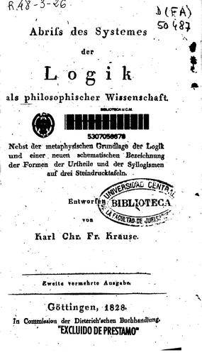 Cover for Abriss des Systemes der Logik als philosophischer Wissenschaft...