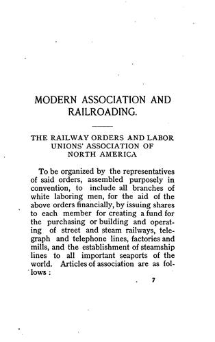 Cover for Modern Association and Railroading: Including I. The Railway Orders and ...