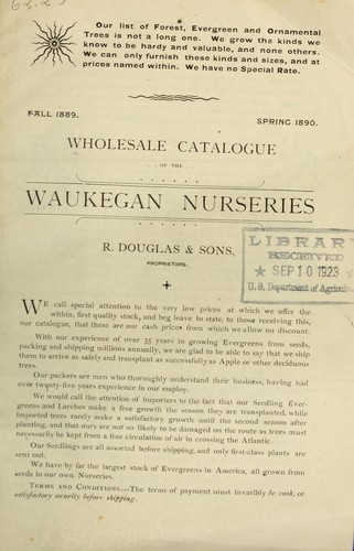 Cover for Wholesale catalogue of the Waukegan Nurseries