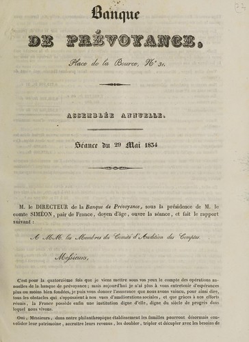 Cover for Assemblée annuelle. Séance du 29 mai 1834