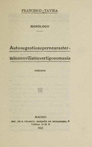 Cover for Autosugestiosuperneurasterminamovilismovertigonomanía