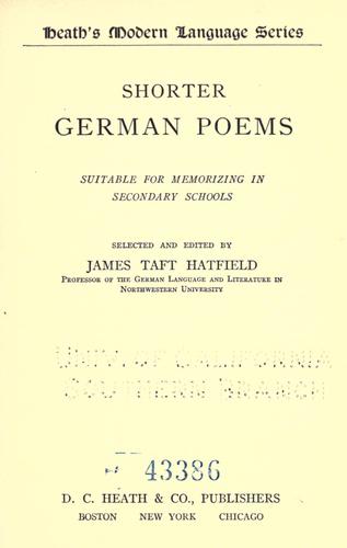 Cover for Shorter German poems