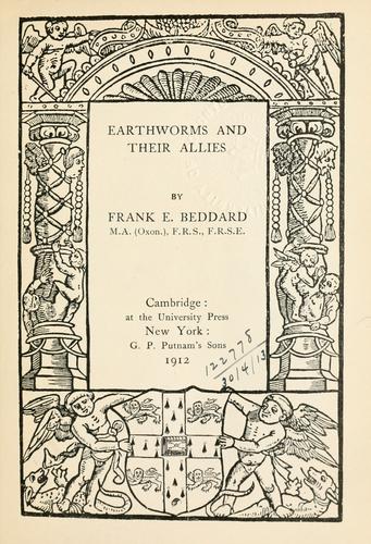 Cover for Earthworms and their allies.