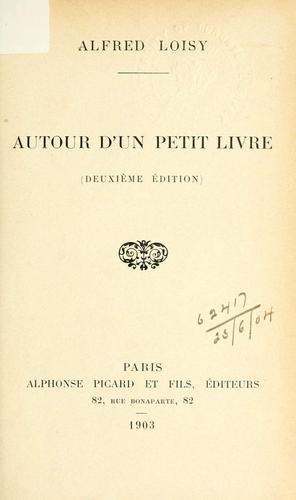 Cover for Autour d'un petit livre