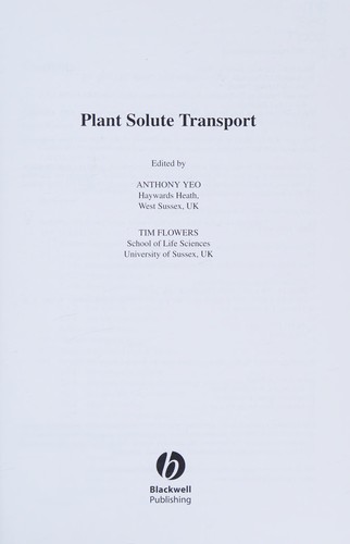 Cover for Plant solute transport