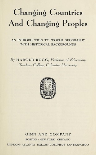 Cover for Changing countries and changing peoples