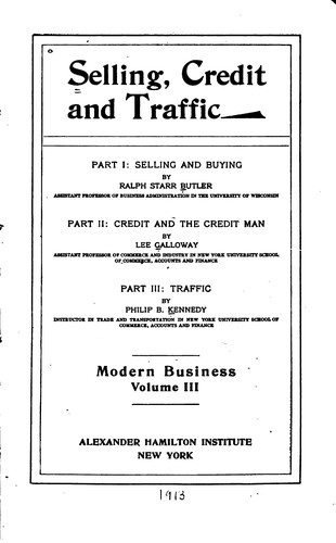 Cover for Selling, credit and traffic.