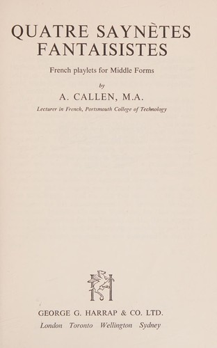 Cover for Quatre Saynetes Fantaisistes