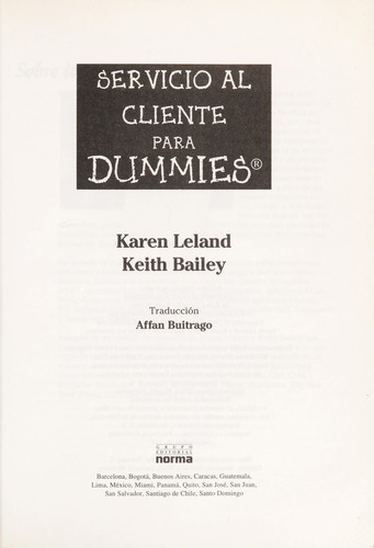 Cover for Servicio al Cliente Para Dummies