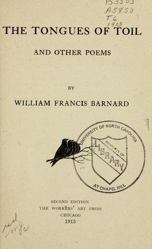Cover for tongues of toil and other poems