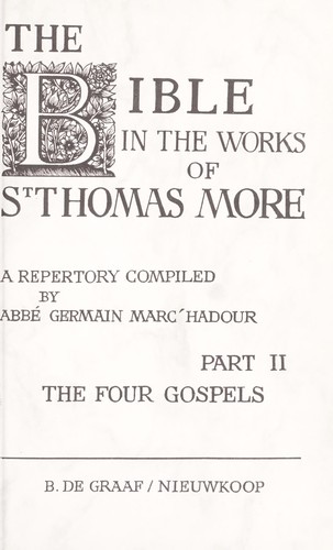 Cover for The Bible in the works of Thomas More.