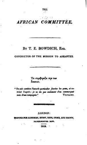 Cover for The African Committee ..