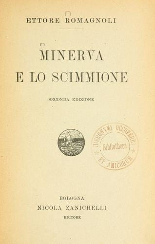Cover for Minerva e lo scimmione