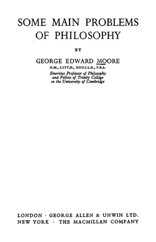 Cover for Some Main Problems of Philosophy